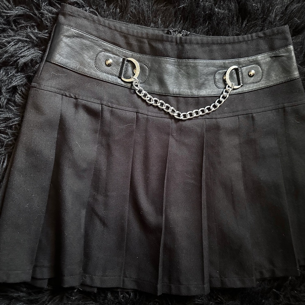 ROYAL BONES PUNK PLEATED SKIRT WITH CHAINS